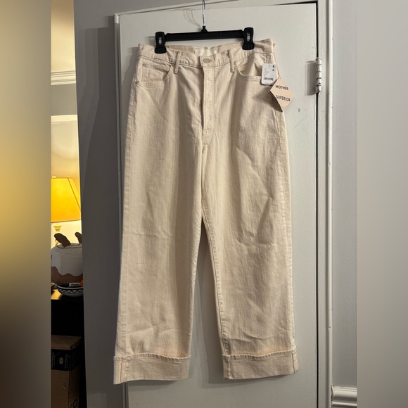 MOTHER Denim - New Mother Superior Off White cre Spitfire Ankle Cuff Wide Jeans 30 $ 238